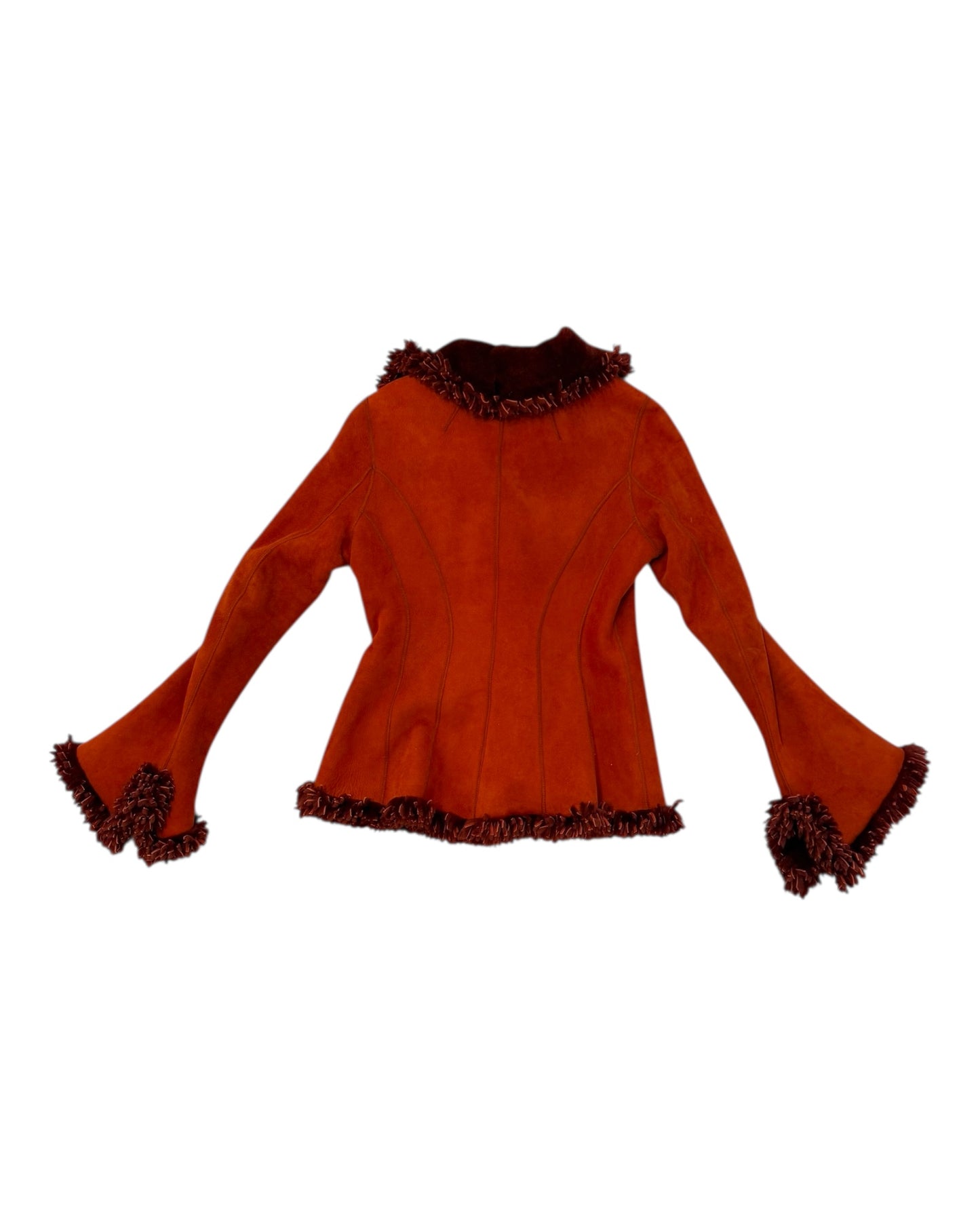 Vintage Orange Fur Lined Suede Jacket
