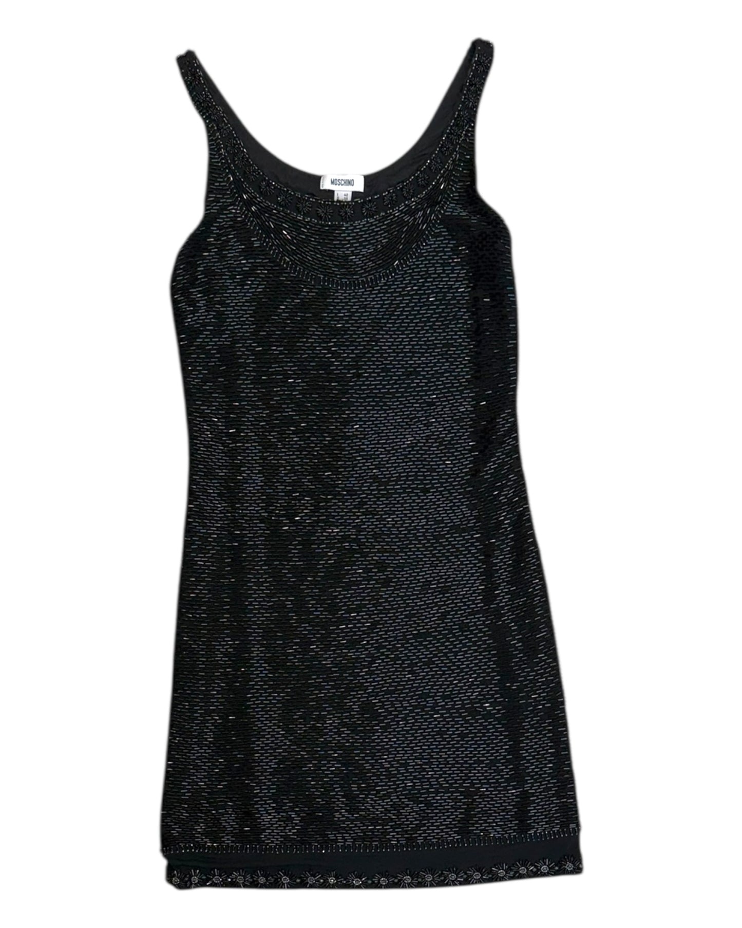 Vintage 2000s Moschino Black Beaded Mini Dress