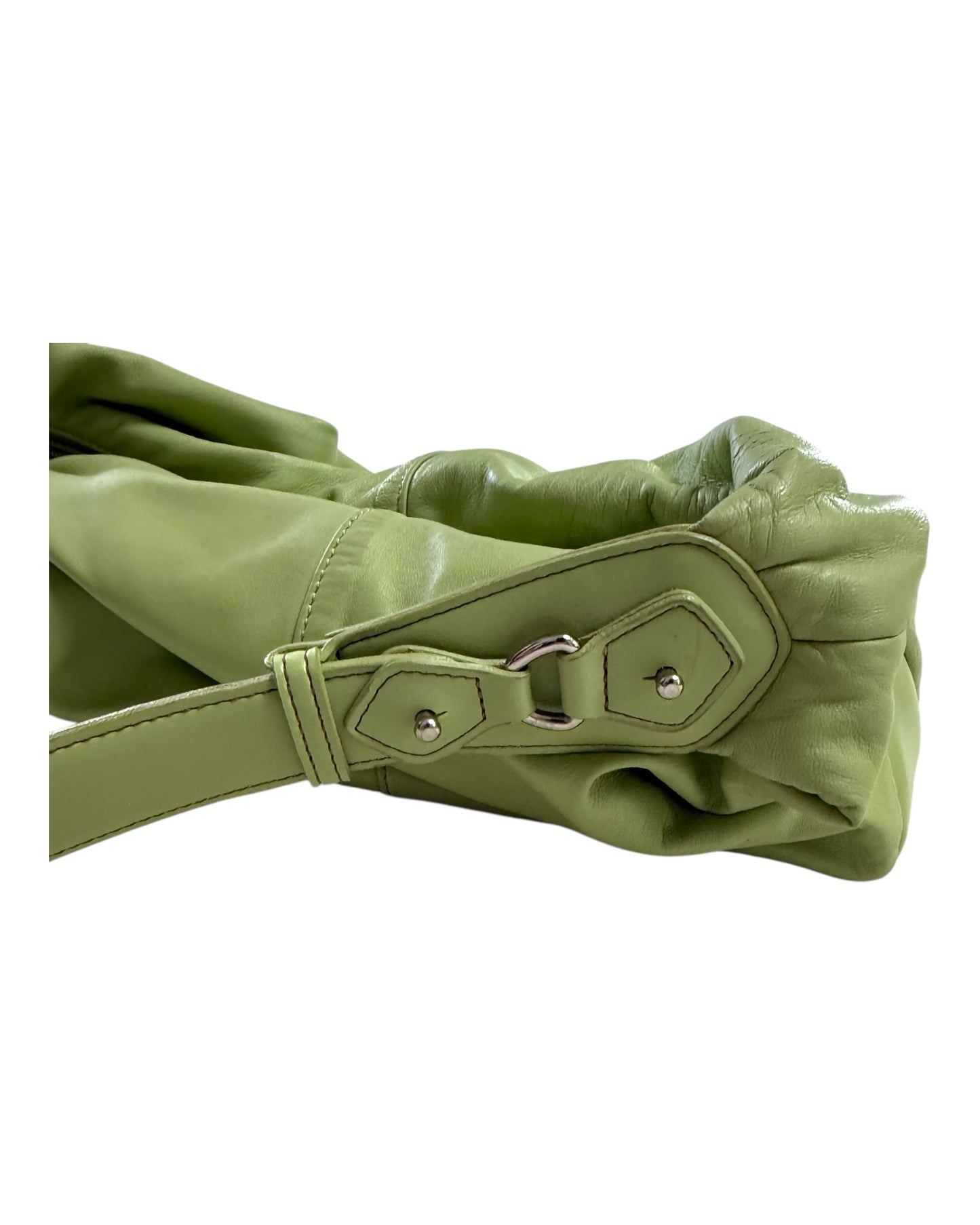 Vintage Light Green Small Leather Hobo Bag