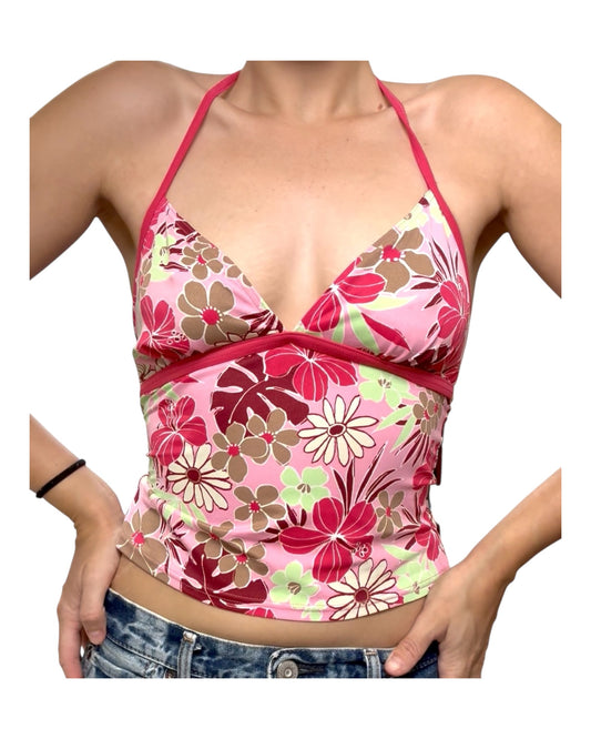 Vintage Pink Floral Tankini