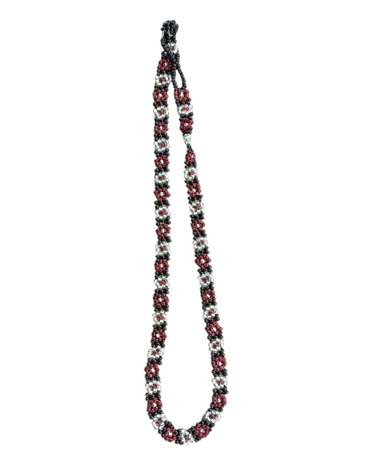 Vintage Y2K Red and Black Beaded Choker Necklace