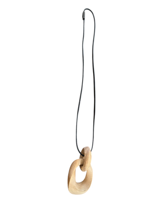Pre-Loved Monies Long Wooden Pendant Necklace