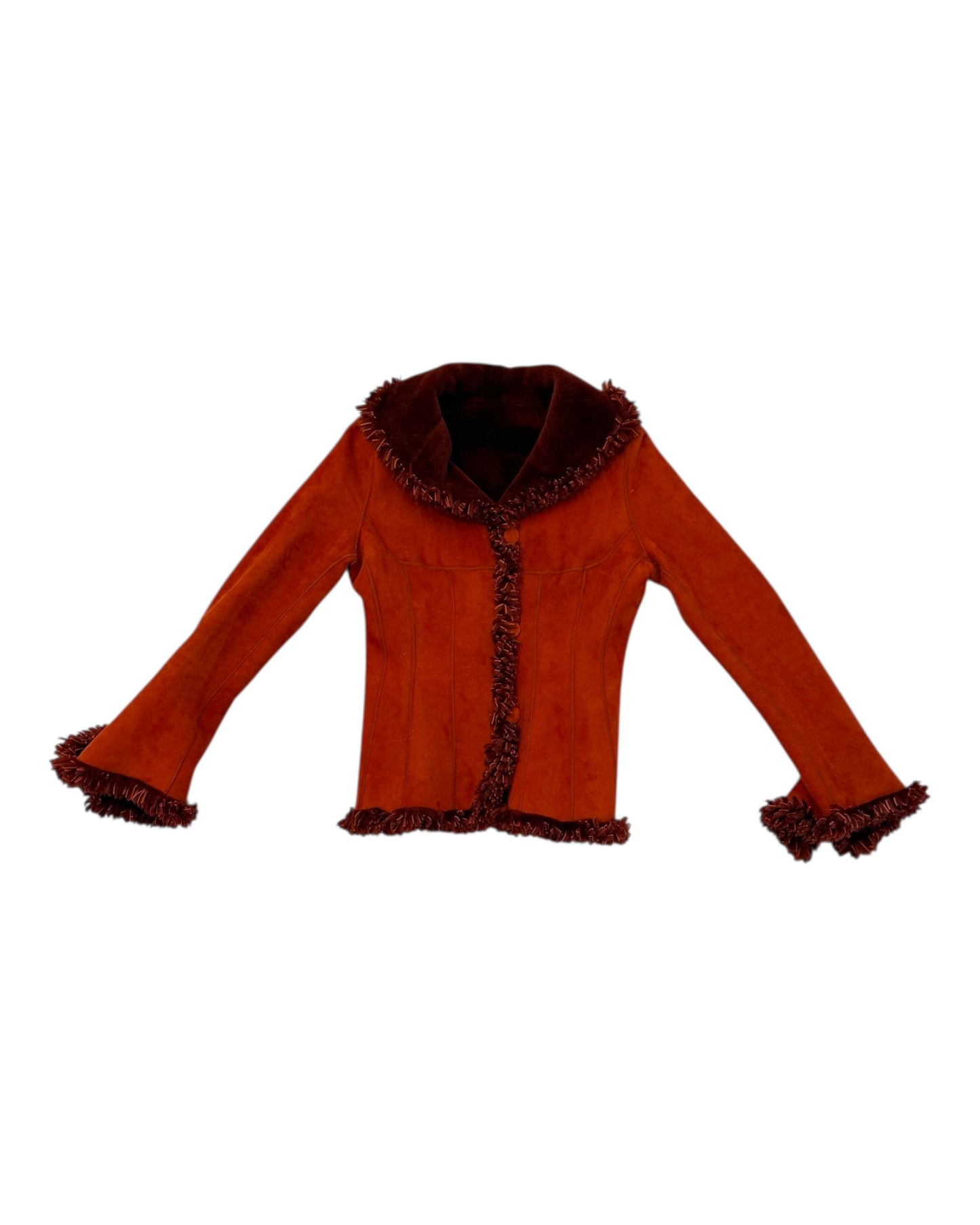 Vintage Orange Fur Lined Suede Jacket