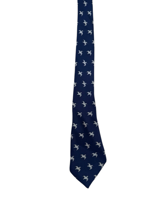 Vintage Hermés Navy Blue Bird Silk Tie