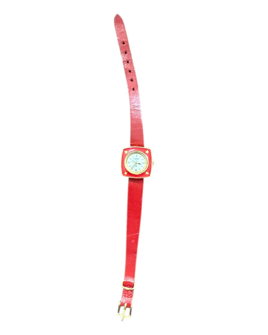 Vintage Heno Red Leather Watch
