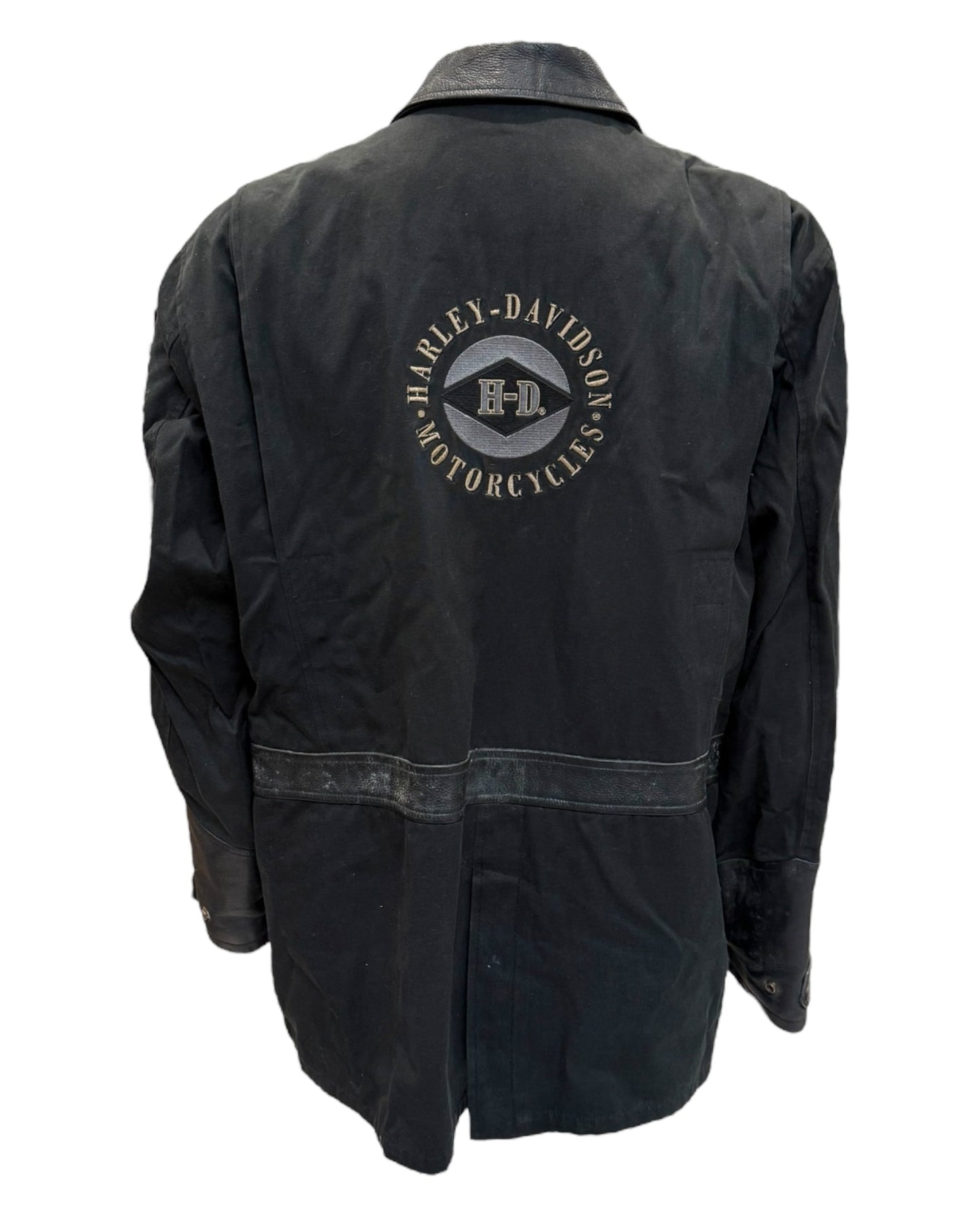 Vintage Harley Davidson Black Cotton and Leather Jacket