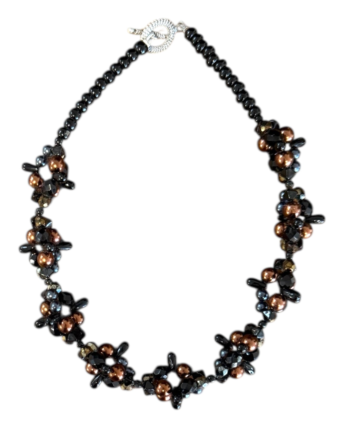 Vintage Brown and Black Beaded Choker Necklace