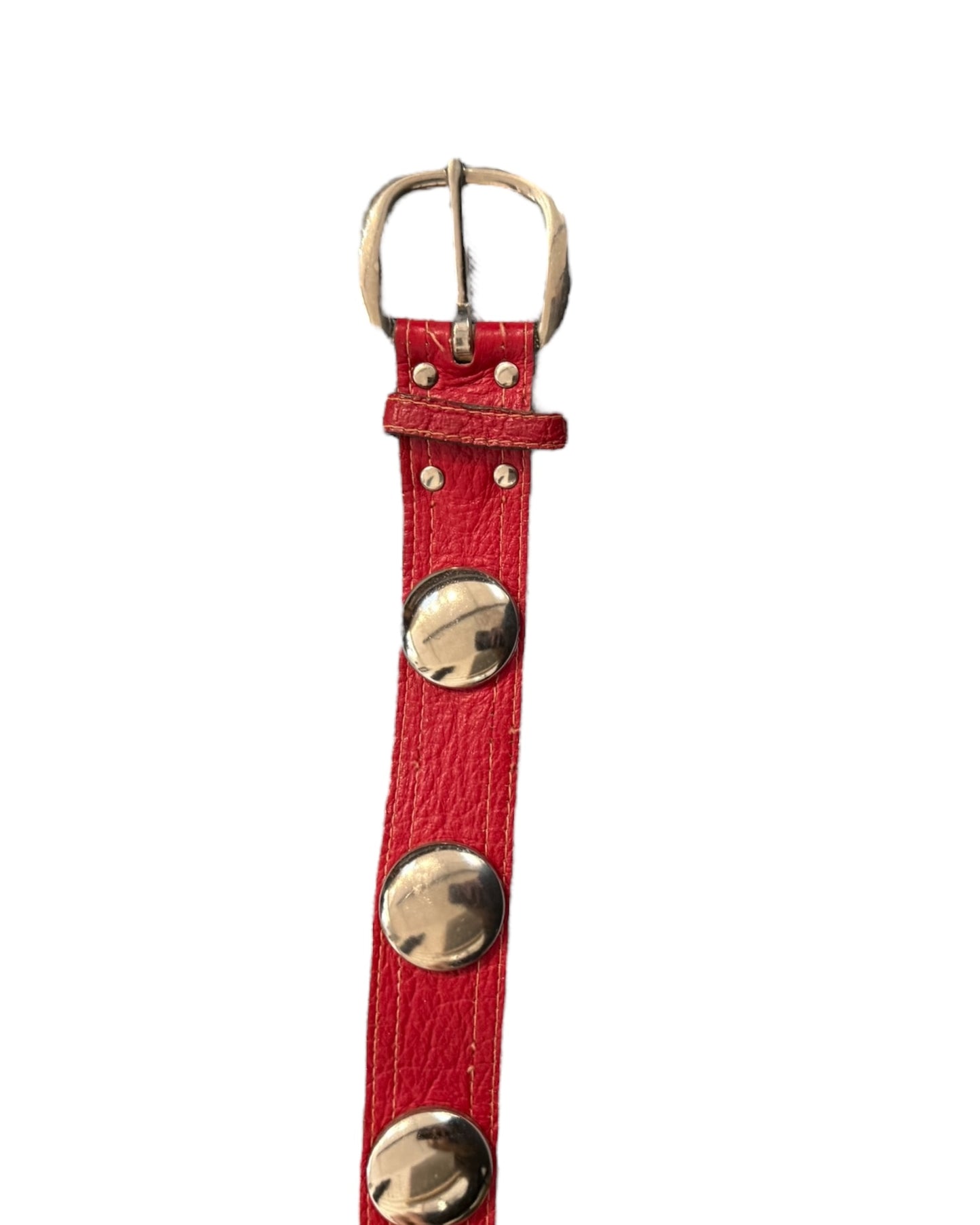 Vintage Red Leather Studded XL Belt