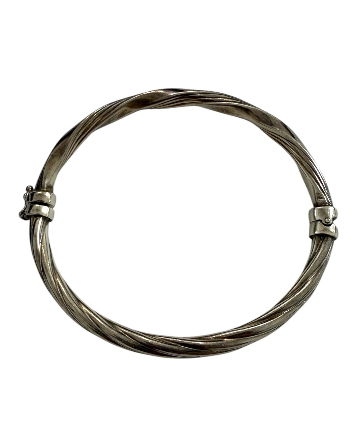 Vintage Twisted Silver Clasp Bangle