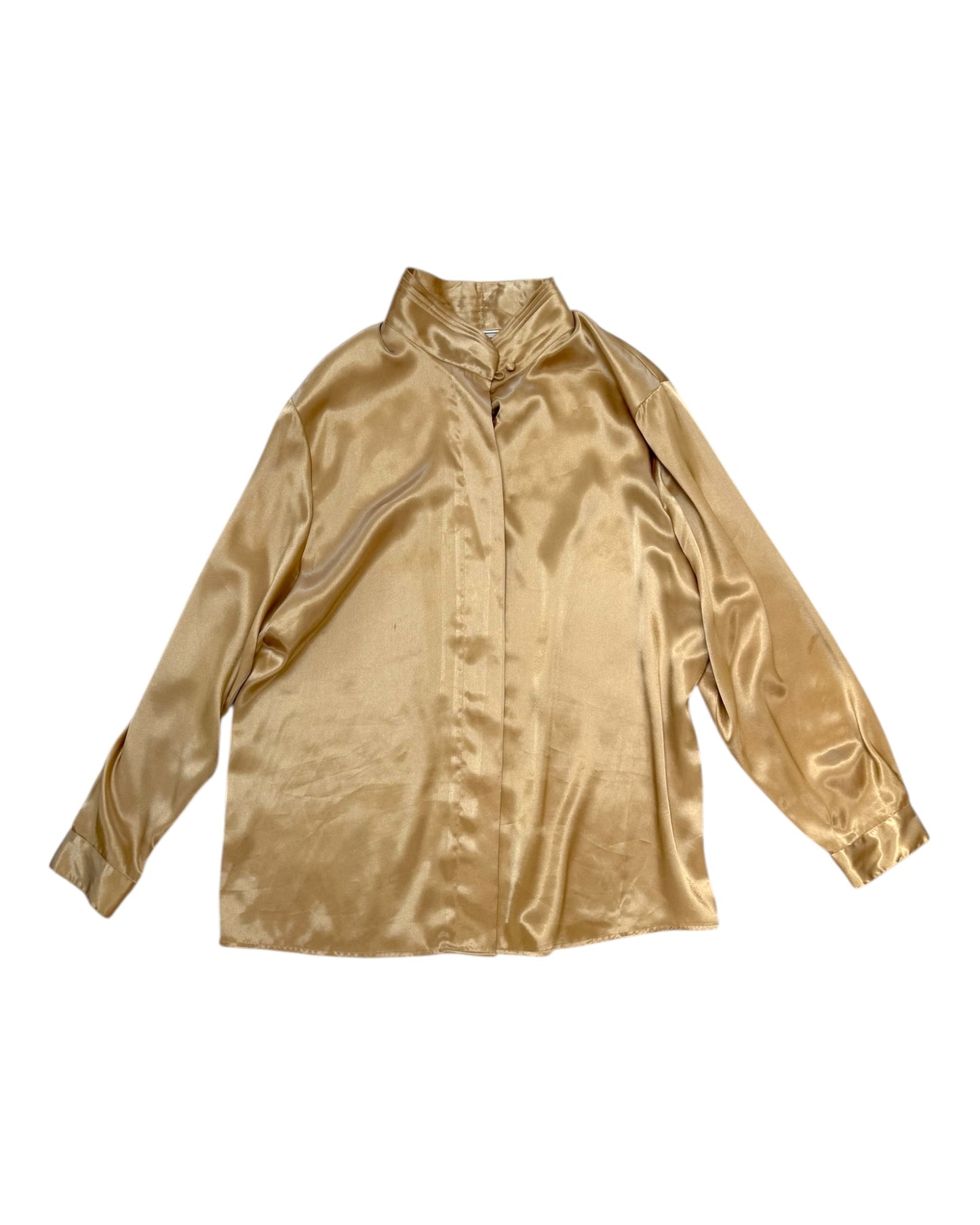 Vintage Silky Button-Up Blouses