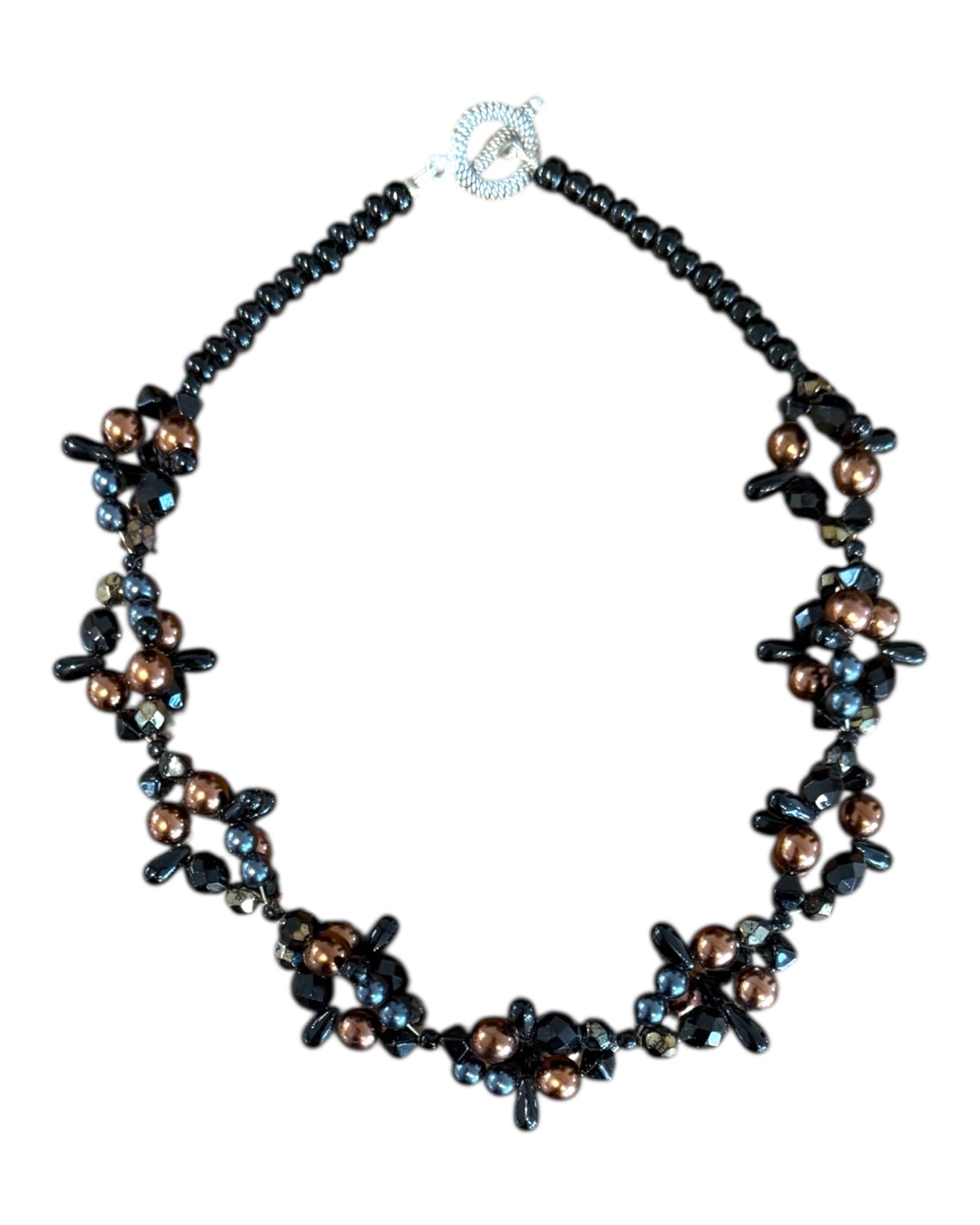 Vintage Brown and Black Beaded Choker Necklace