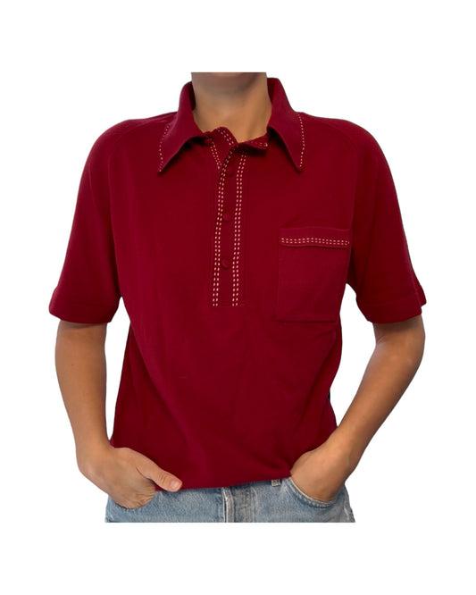 Vintage Burgundy Polo Top