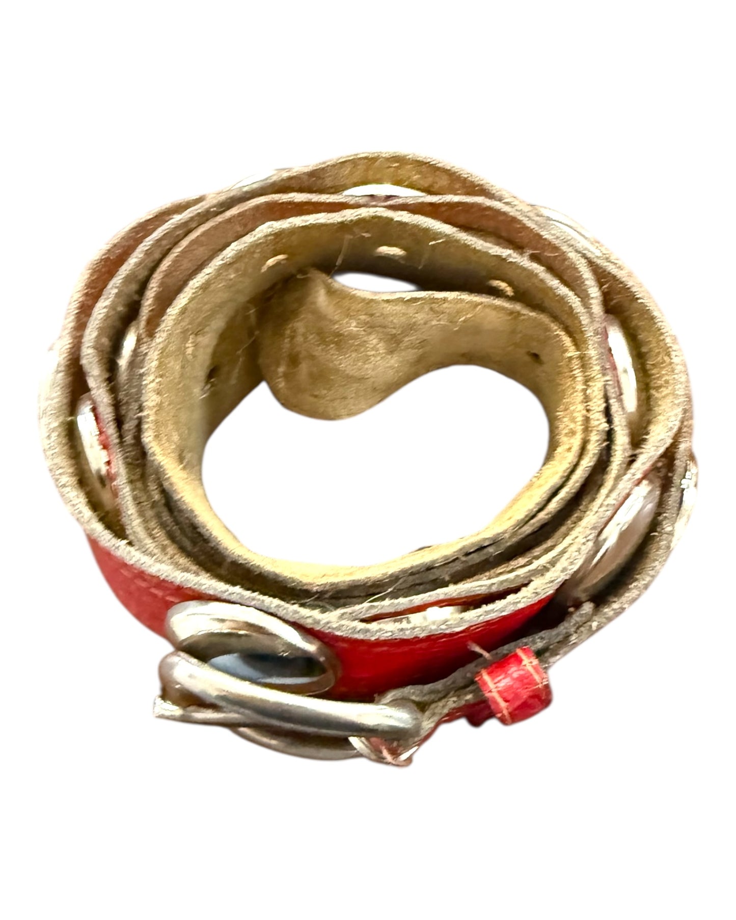 Vintage Red Leather Studded XL Belt