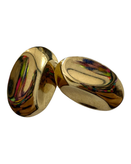 Vintage Gold Geometric Oval Clip-On Earrings