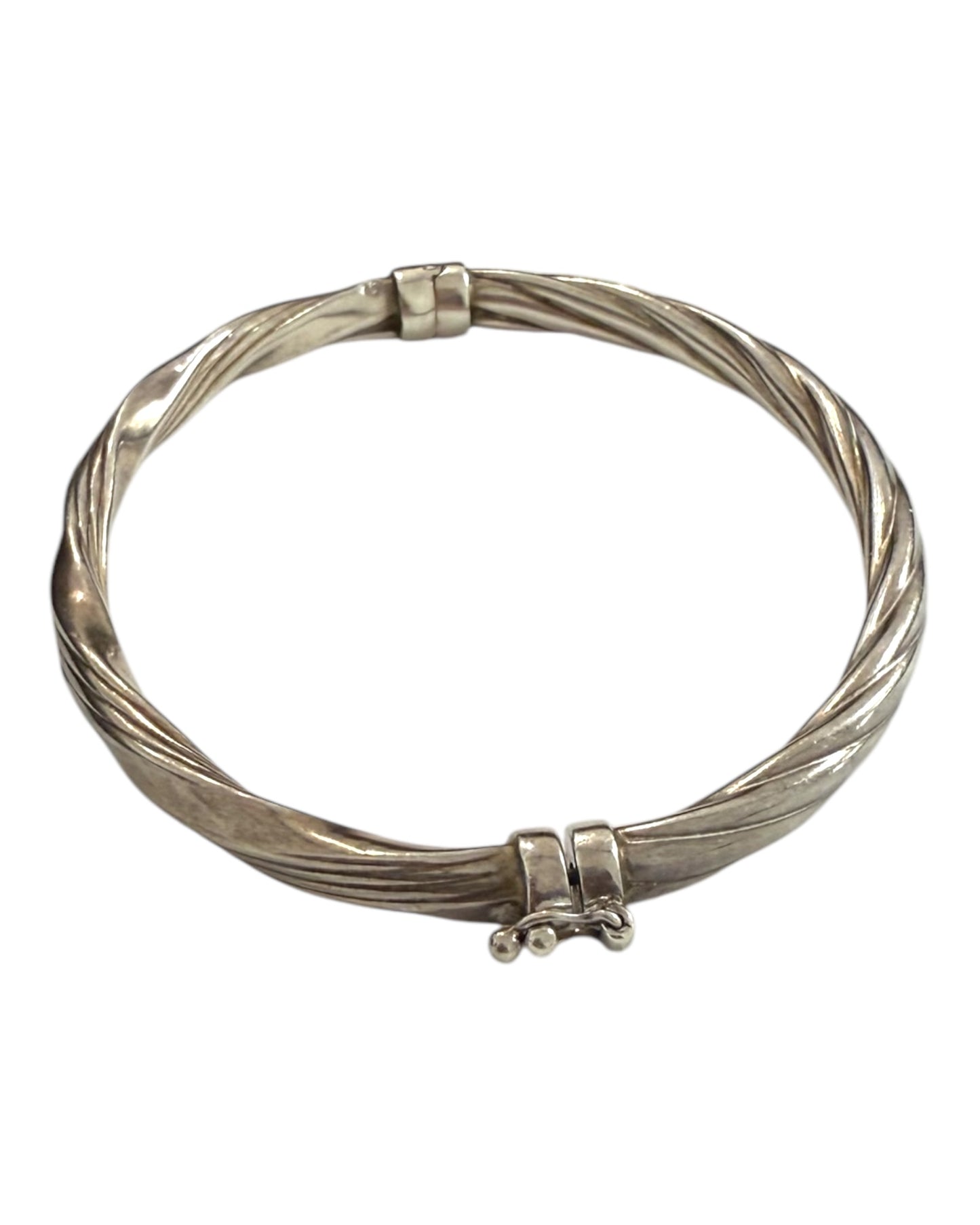 Vintage Twisted Silver Clasp Bangle