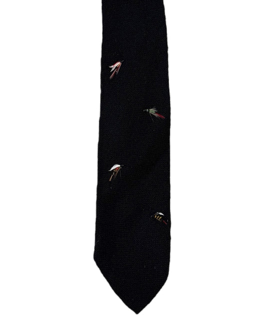Vintage Abercrombie & Fitch Embroidered Fishing Lures Knit Tie