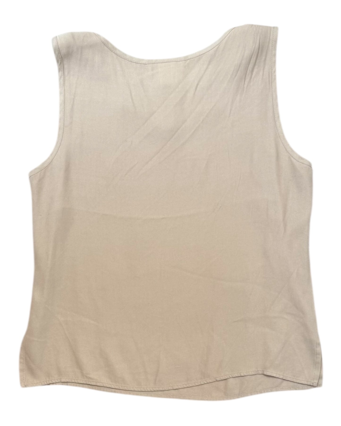 Vintage Beige Embroidered Tank Blouse