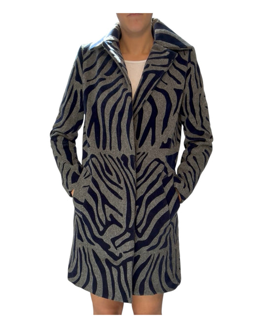 Vintage Kalor Blue and Grey Zebra Print Coat