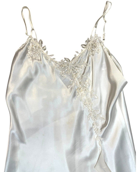 Vintage White Slip Dress with Lace Details