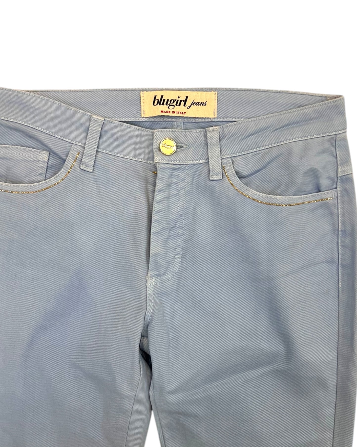 Vintage Blugirl by Blumarine Light Blue Sparkle Logo Bootcut Jeans
