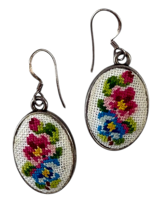 Vintage Embroidery Dangly Earrings