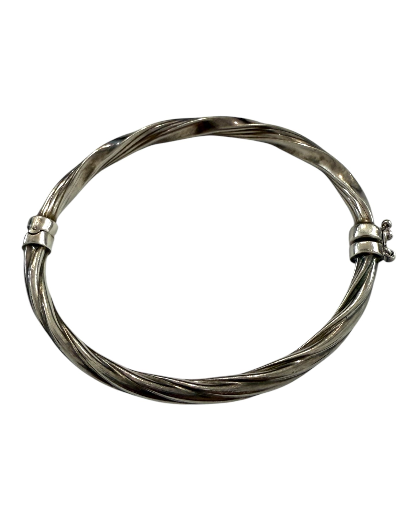 Vintage Twisted Silver Clasp Bangle