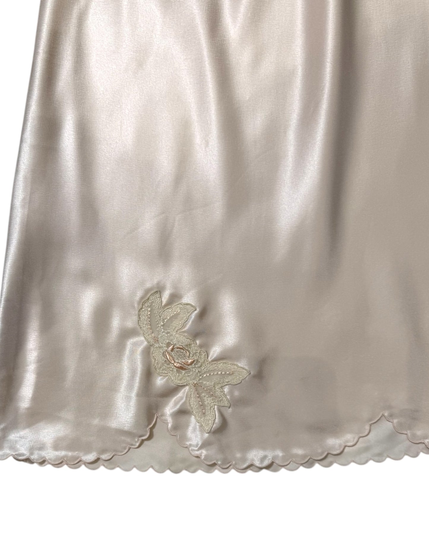 Vintage Pale Pink Embroidered Rose Slip Skirt