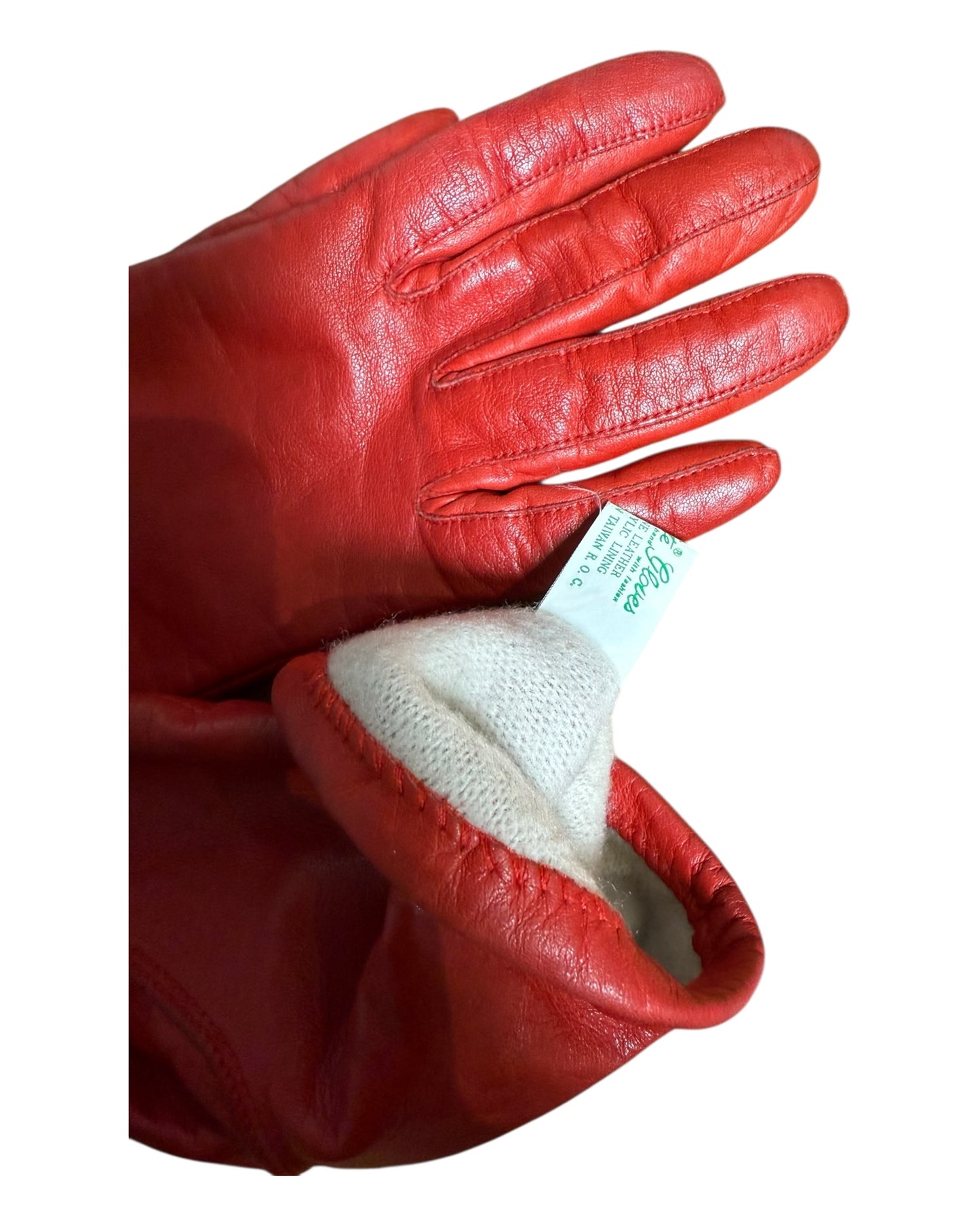 Vintage Red Leather Gloves, with Cozy Lining