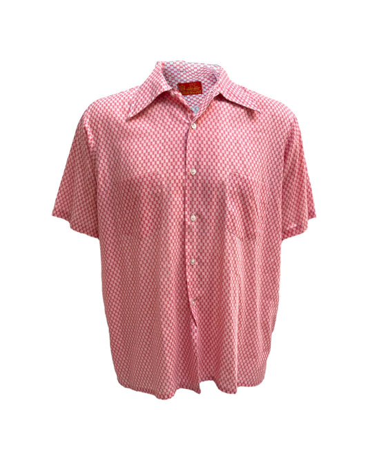 Vintage Red and Blue Short Sleeve Button-Up Tops