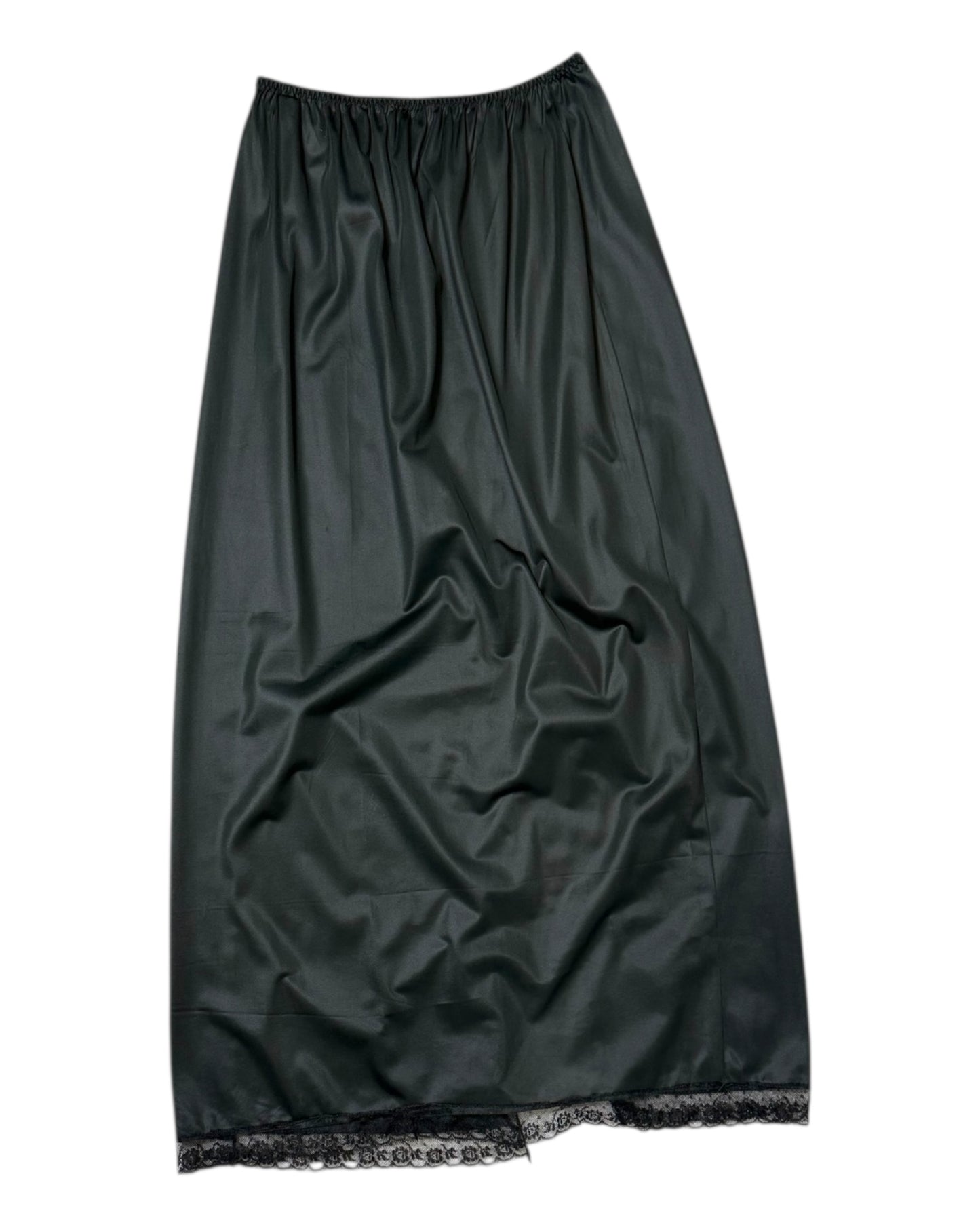 Vintage Long Black Lacey Slip Skirt with Slit