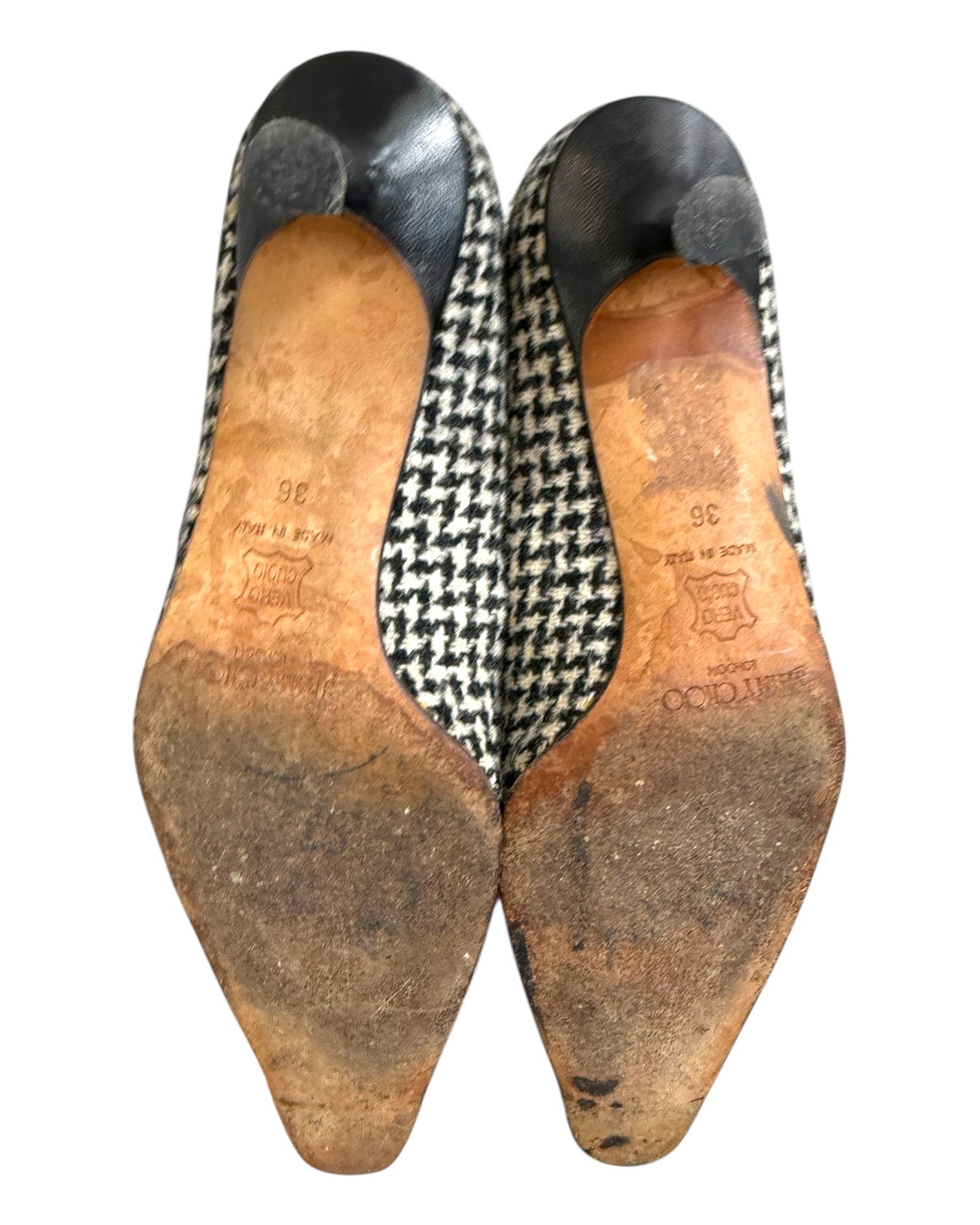 Vintage Jimmy Choo Houndstooth Mary Jane Kitten Heels