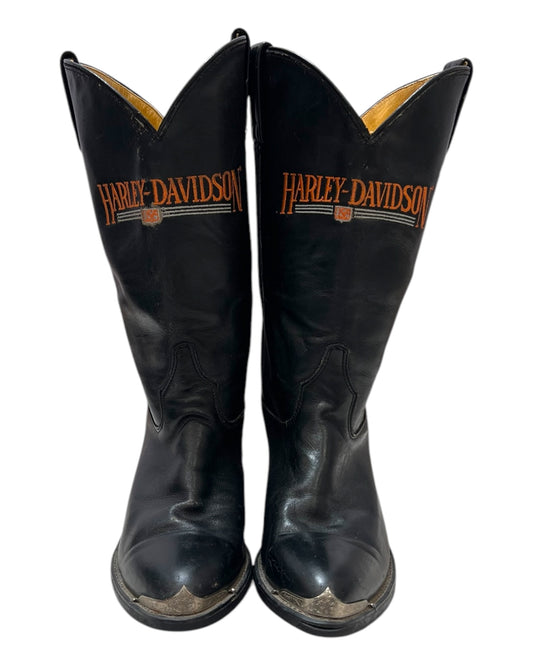 Vintage Harley Davidson Metal-Toe Black Cowboy Boots