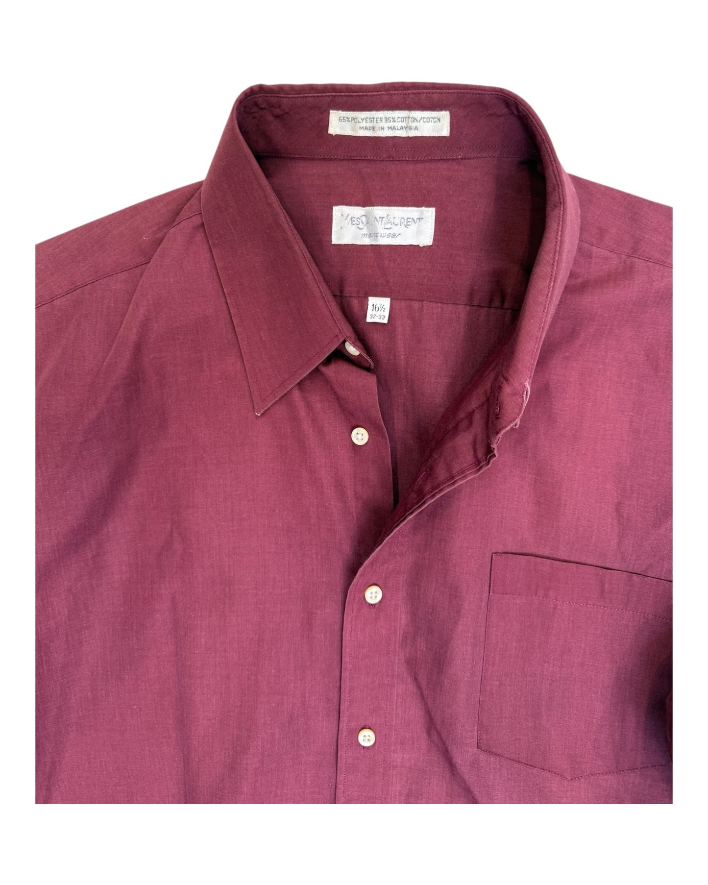 1980s Vintage Yves Saint Laurent Merlot Button-Up Shirt