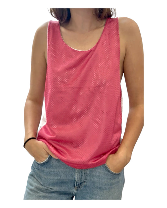 Vintage Pink and White Reversible Tank Top Jersey