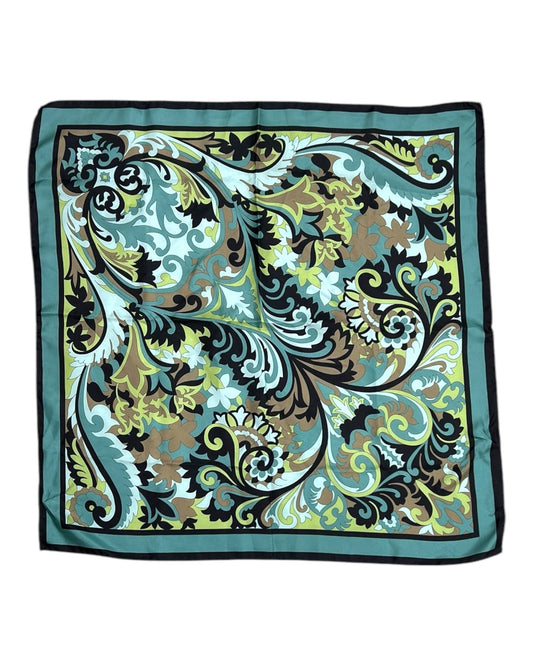 Vintage Silk Blue and Green Scarf
