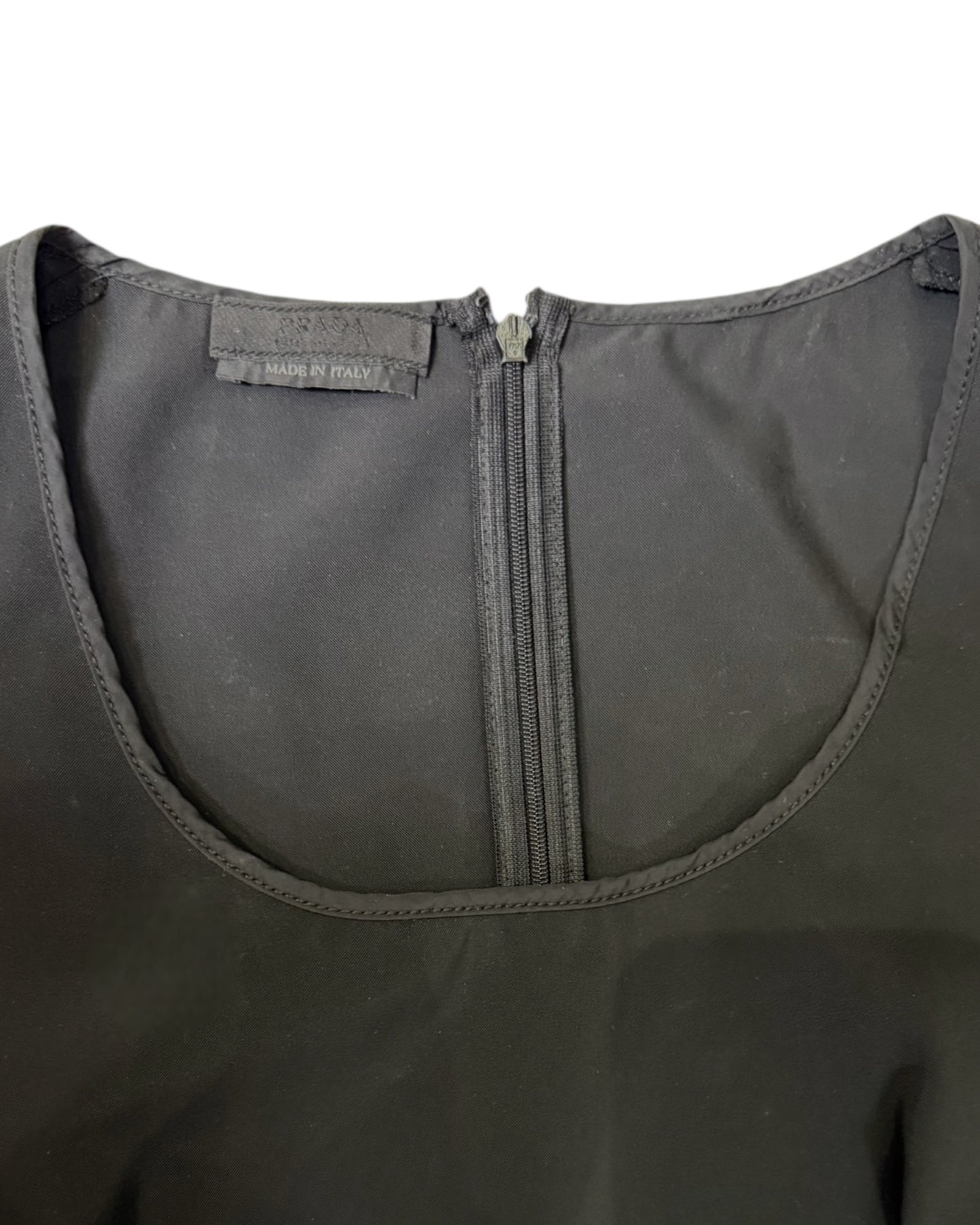 Vintage Prada Black Pencil Dress with Patent Leather Belt