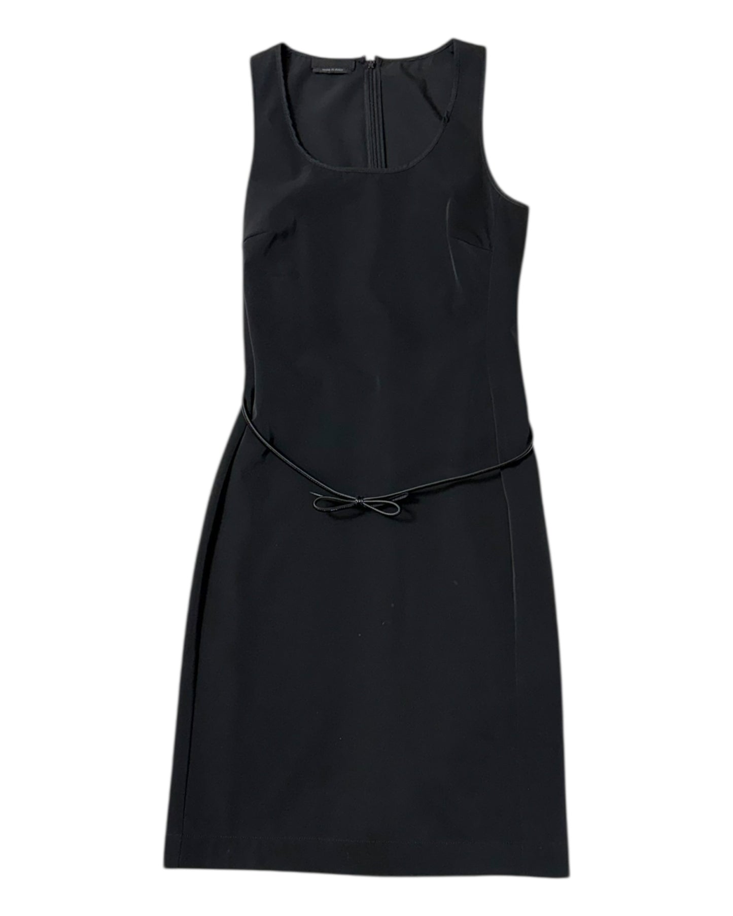 Vintage Prada Black Pencil Dress with Patent Leather Belt