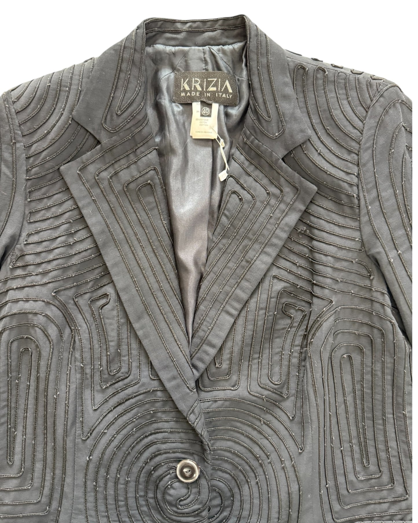 Vintage Krizia Black Embroidered Blazer