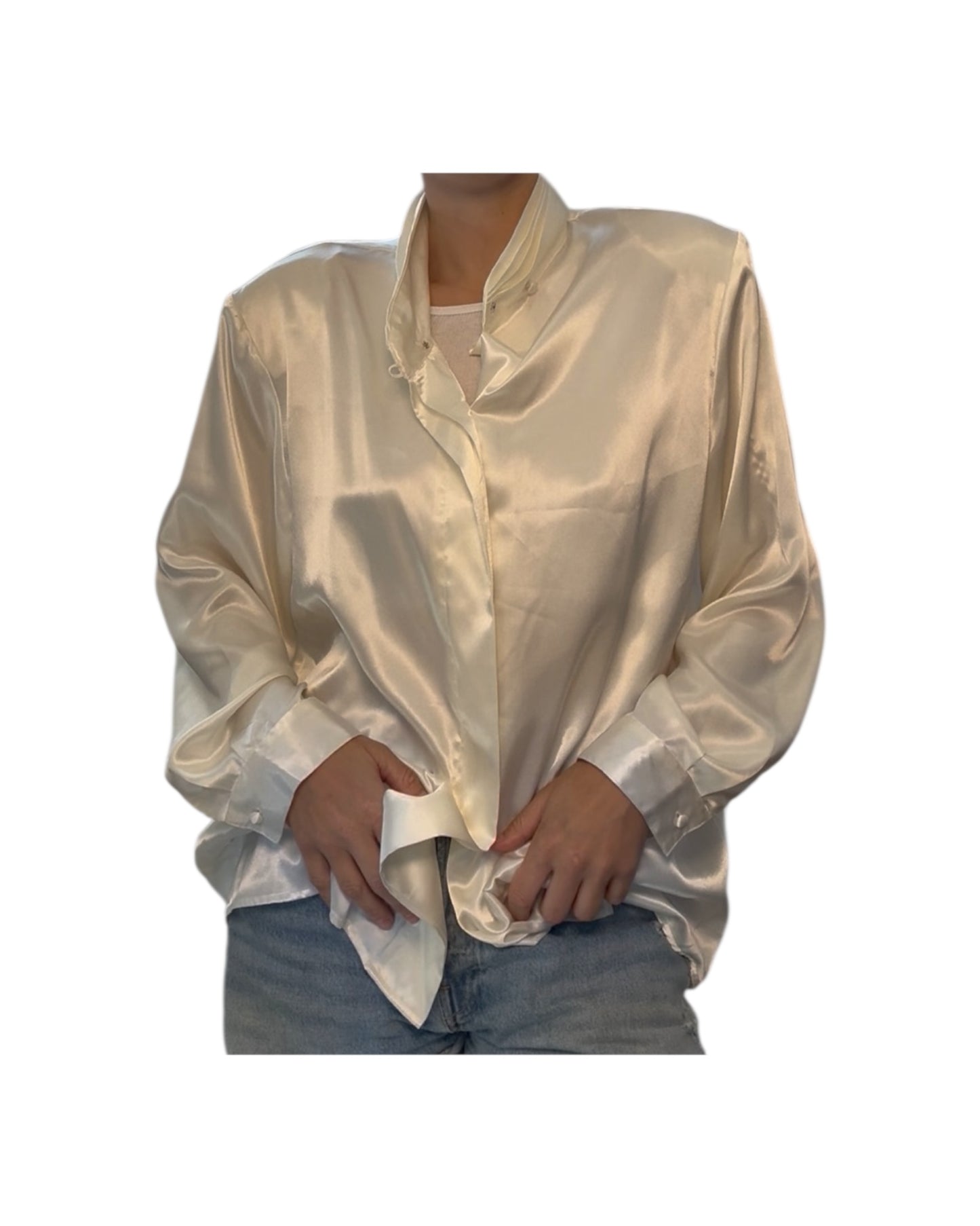 Vintage Silky Button-Up Blouses