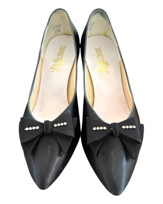Vintage 1950s Black Satin Heels
