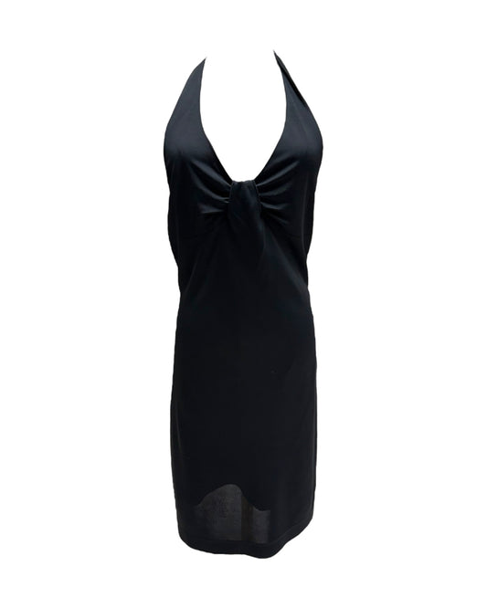 Vintage 2000 Versace Black Mini Halter Dress