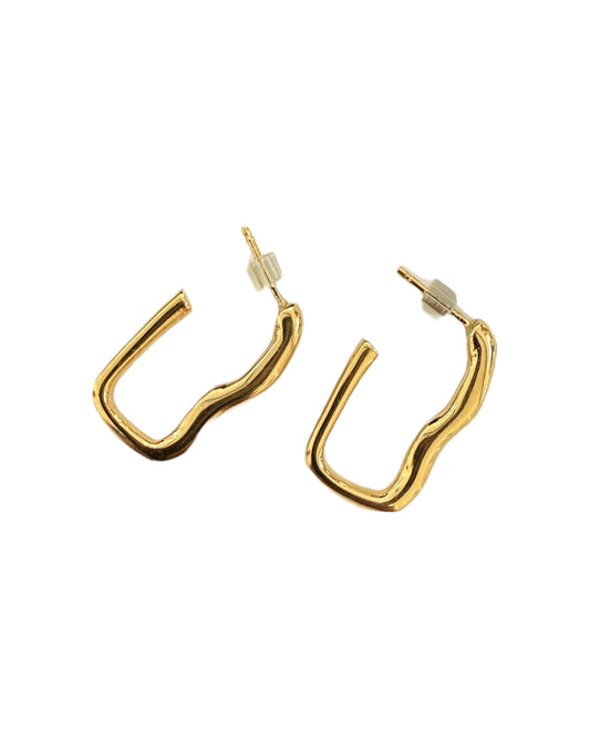 Pre-Loved Gold Abstract Hoop Earrings