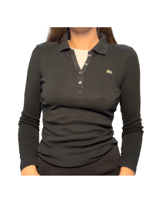 Vintage Lacoste Black Long Sleeve Polo Top