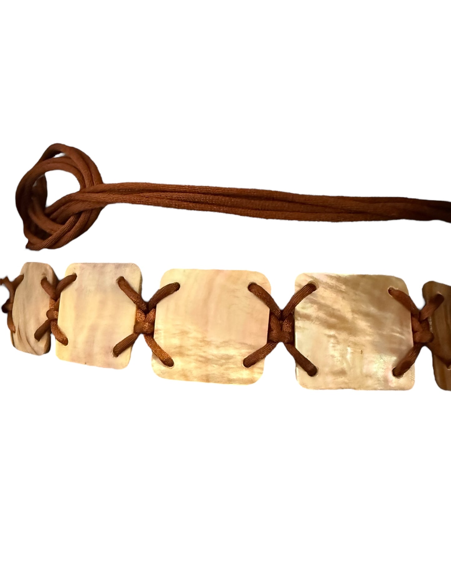 Pre-Loved Pearly Leather Tie Belt