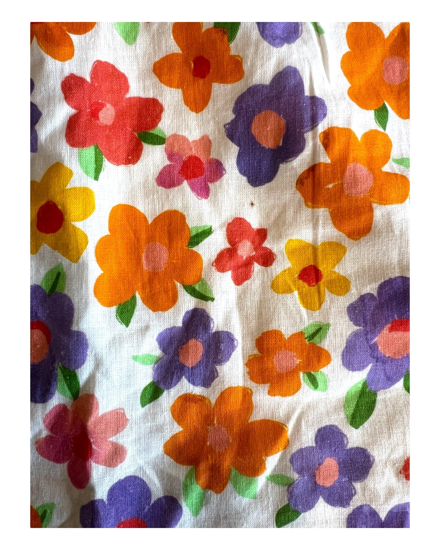 Vintage Cotton Purple and Orange Floral Mini Skirt