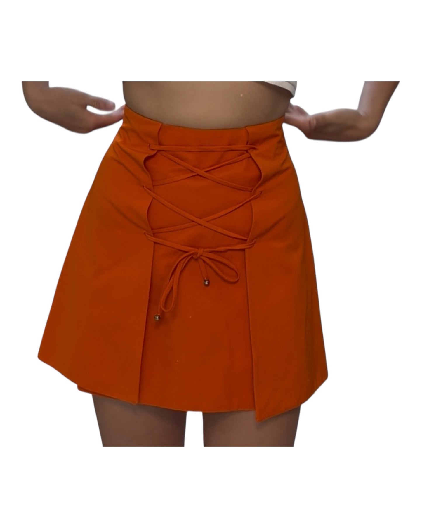 Vintage Claude Montana Orange Lace-Up Skirt