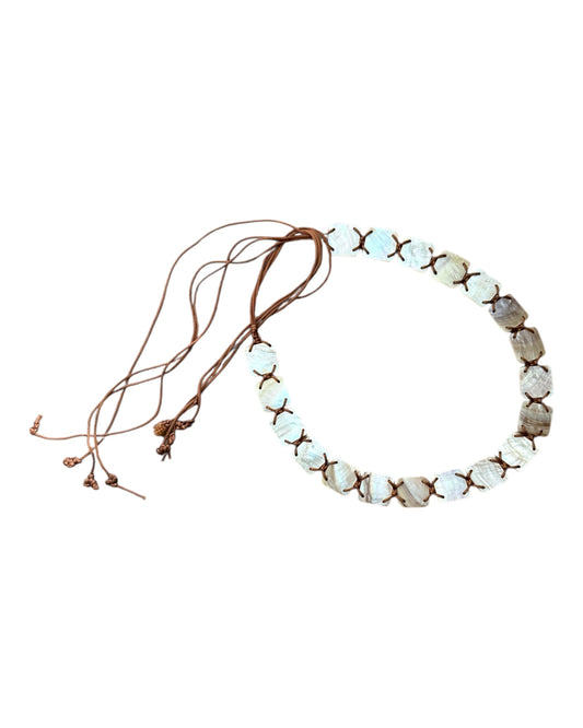 Pre-Loved Pearly Leather Tie Belt