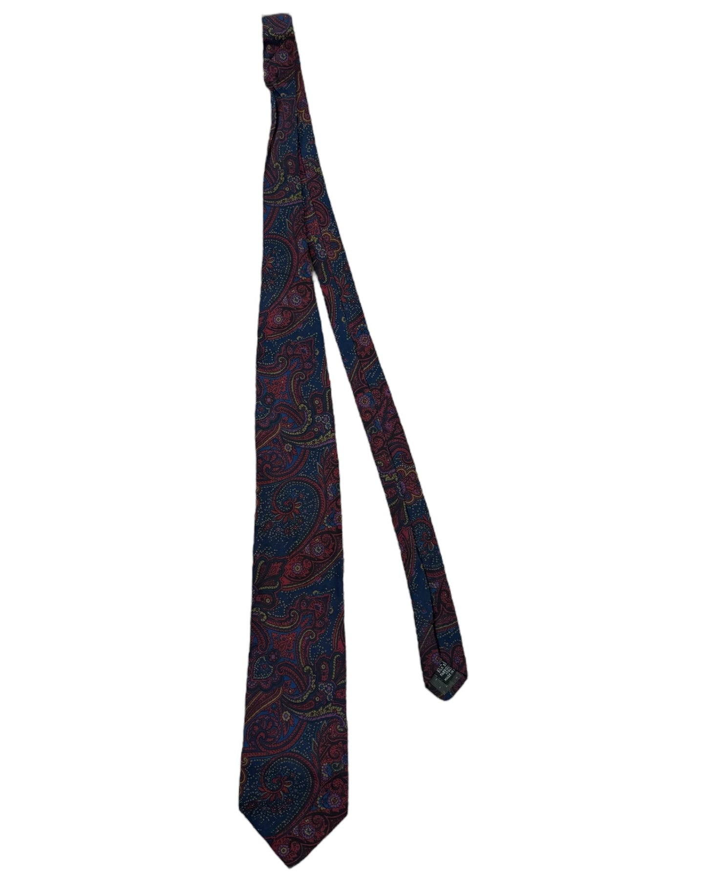 Vintage Yves Saint Laurent Blue and Red Paisley Silk Tie