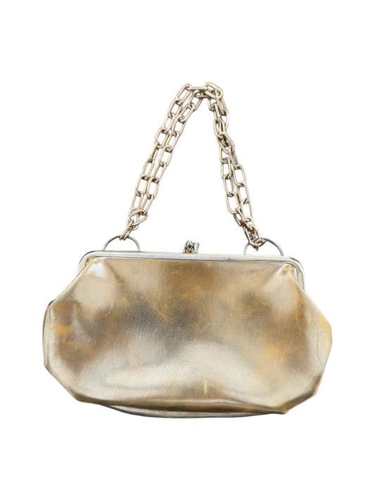 Vintage 1980s Gold Tri-Layer Clasp Bag