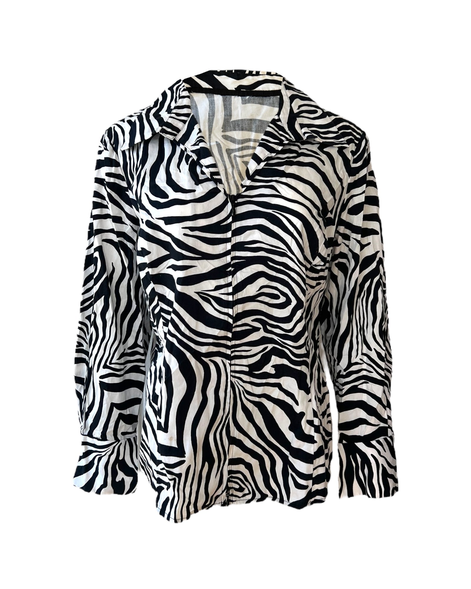 Vintage 1990s Zebra Print Light Cotton Zip Up Jacket